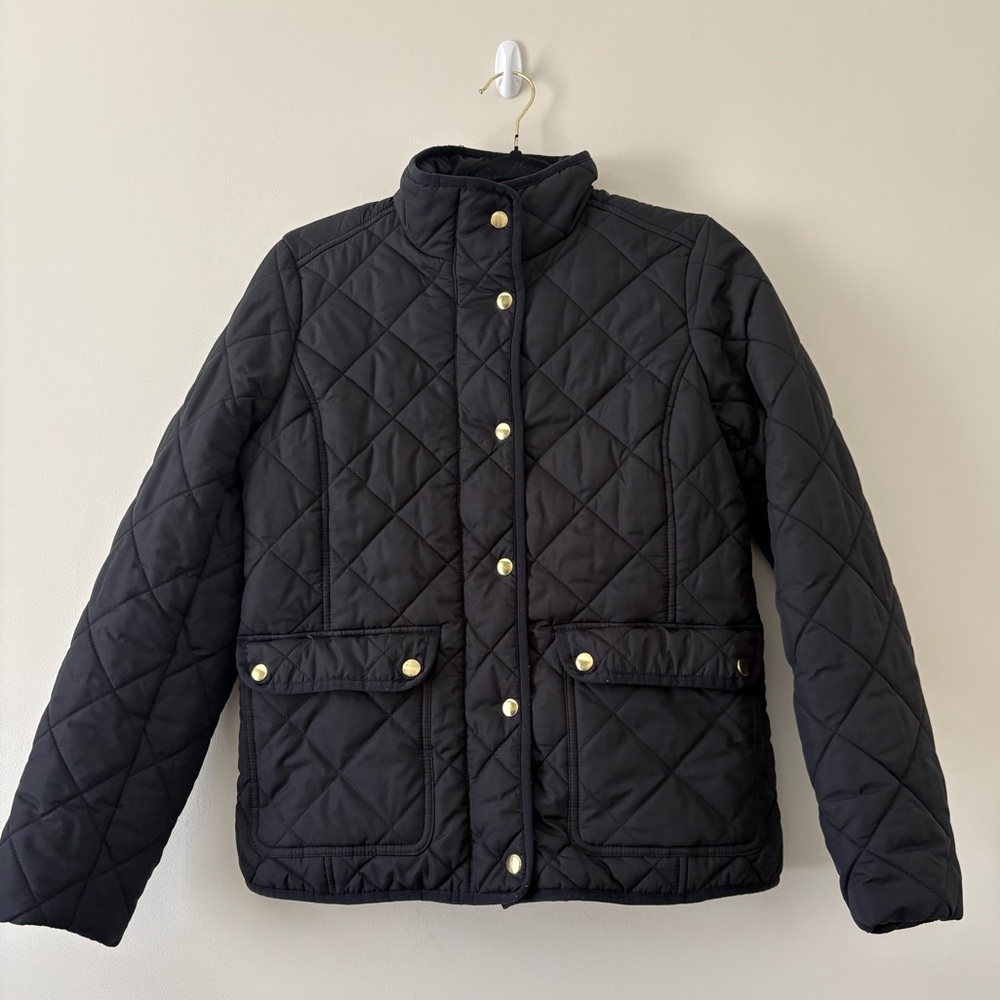 J. Crew Black Quilted Jacket with Gold Accents Size S